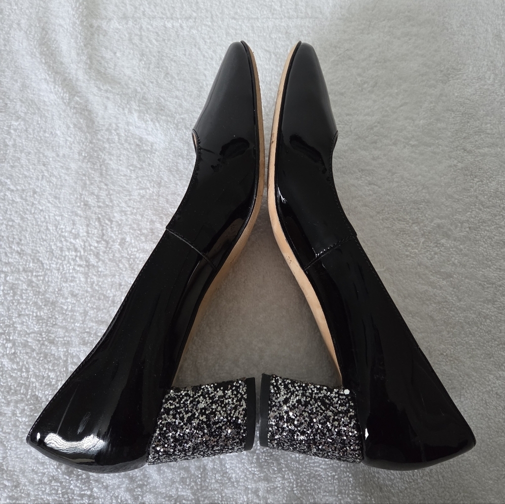 Kate Spade Charlize Glitter Heel Pumps Women's Size 7.5 Patent Leather Black - Picture 6 of 15